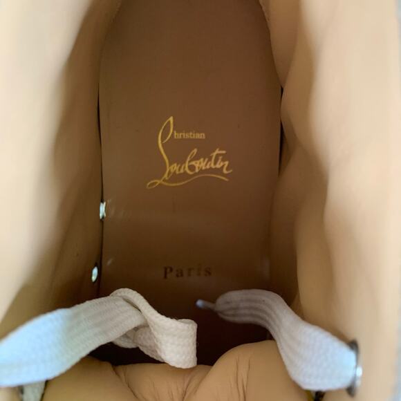 CHRISTIAN LOUBOUTIN Size 6.5 Gold White Leather High Top Lace Up Shoes main image 4